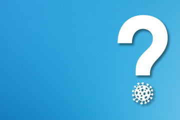 Wall Mural - Question mark with virus icon on blue background