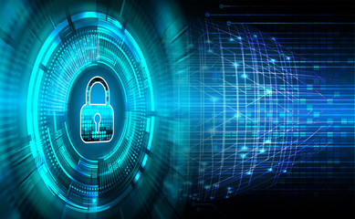 closed padlock on digital background, cyber security
