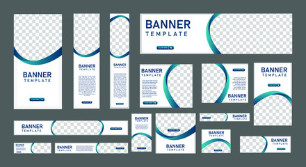 Poster - set of modern web banners of standard size with a place for photos and white concept. business ad ba