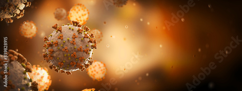 Fotomural Microscopic close-up of the covid-19 disease