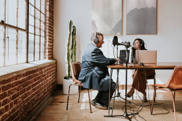 Wall Mural - Business podcast recording