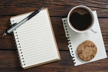 Wall Mural - Notebook, coffee and cookie