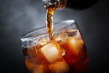 Sticker - soft drink, pouring cola into glass