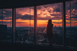© nuttawutnuy - Rear view of Traveler woman looking Tokyo Skyline and view of skyscrapers on the observation deck at sunset in Japan. Vintage tone