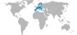 © infinetsoft - European union countries highlighted on world map. Without United kingdom map. Perfect for Business concepts, backgrounds, backdrop, sticker, label, poster, chart and wallpaper.