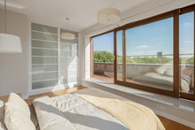 Elegant Bedroom With Window Wall