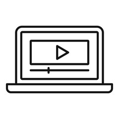 Poster - Laptop video lesson icon. Outline laptop video lesson vector icon for web design isolated on white background
