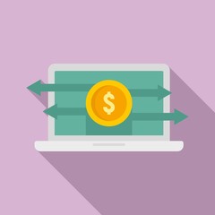 Poster - laptop money transfer icon. flat illustration of laptop money transfer vector icon for web design