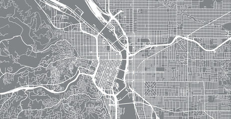 Urban vector city map of Portland, Oregon, United States of America