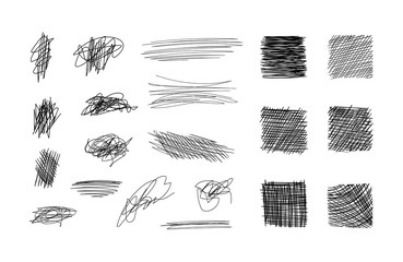 Wall Mural - vector scribble design elements collection, black freeand drawings isolated on white, hatching, shad