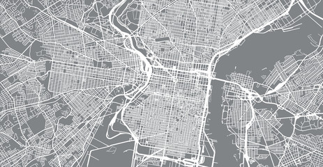 Urban vector city map of Philadelphia, Pennsylvania, United States of America