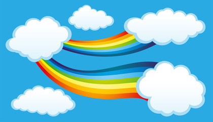 Wall Mural - Rainbow and clouds in the blue sky.