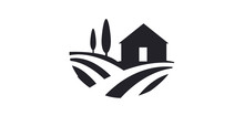 Farm House Concept Logo. Template With Farm Landscape