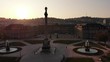 Stuttgart Schlossplatz am Schloss Garten während der Corona Pandemie Sonnenuntergang