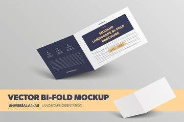 Leinwandbilder - Vector open booklet template, business brochure cover with abstract pattern, realistic shadows for design presentation.