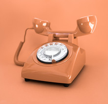 Vintage Brown Phone On Smooth Brown Background