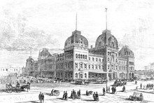 Grand Central Depot New York Illustration 1872 Street Scene Outside, Railroad Station