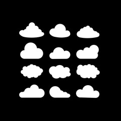Poster - Clouds Set icon in white on an isolated black background.EPS 10 vector
