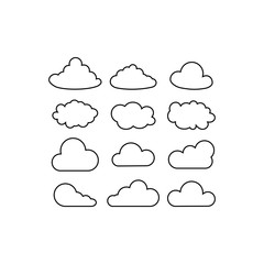 Poster - Cloud set icon line in white on an isolated background. EPS 10 vector