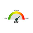 Risk icon on speedometer in simple design on an isolated background. EPS 10 vector.