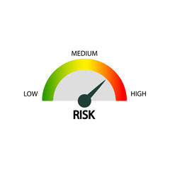 Poster - Risk icon on speedometer in simple design on an isolated background. EPS 10 vector.