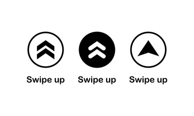 Poster - Swipe up, arrow up icon modern button for web or appstore design black symbol isolated on white background. Vector EPS 10.