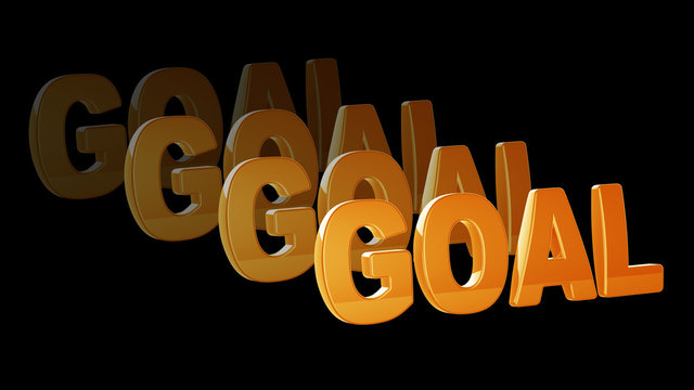 Goal in black background. 3D Illustration.