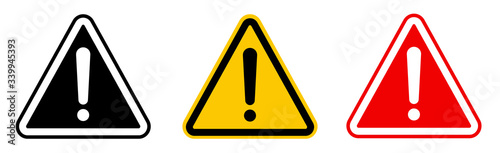 Fotomural Caution alarm set, danger sign collection, attention vector icon, yellow, red an