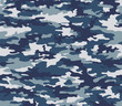 
Blue seamless camo on textile. Military texture. Vector abstraction.