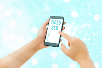 Poster - Writing note showing Video Seo. Business concept for the process of improving the ranking or visibility of a video