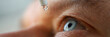 Man drops eye drops install lenses, moisturizing