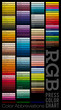© Strajinsky - RGB palette with the signatures of colors. Color guide. RGB Press Chart. Color Abbreviations. Spectrums representing RGB color space.