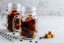 Coconut Milk Thai Iced Coffee With Coffee Ice Cubes