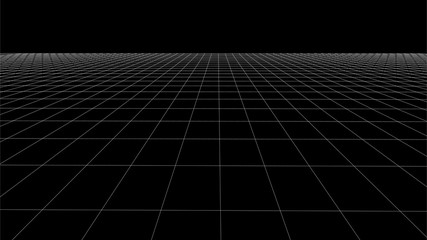 Aufkleber - Abstract wireframe perspective grid on white background widescreen illustration.