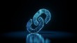 © Destrosvet - 3d rendering wireframe neon glowing symbol of link on black background with reflection