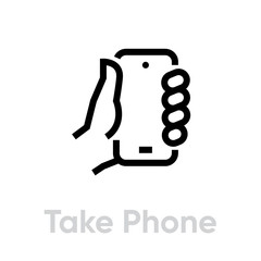 Wall Mural - Take Phone Cameras icon. Editable line vector.