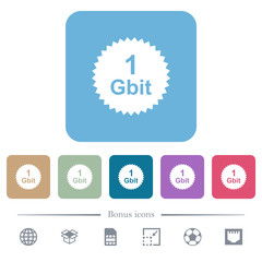 Canvas Print - 1 Gbit guarantee sticker flat icons on color rounded square backgrounds