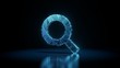 © Destrosvet - 3d rendering wireframe neon glowing symbol of search on black background with reflection