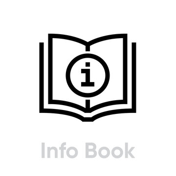 Info or Guide Book icon. Editable Vector Outline.