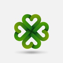Green Four-leaf Lucky Clover Symbol