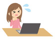© 白金サクロツ - リモートワークの女性　焦る　ノートパソコン