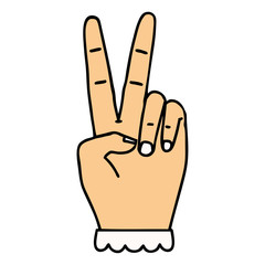 peace symbol two finger hand gesture illustration