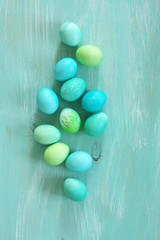 Wall Mural - Light blue and green Easter eggs