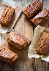 Wall Mural - Plain banana breads and one carrot cakes