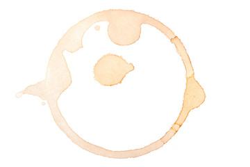 Poster - round trace of spilled coffee isolated on white
