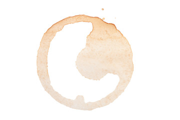 Poster - round trace of spilled coffee isolated on white
