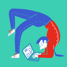 Illustration Of Man Working On Laptop