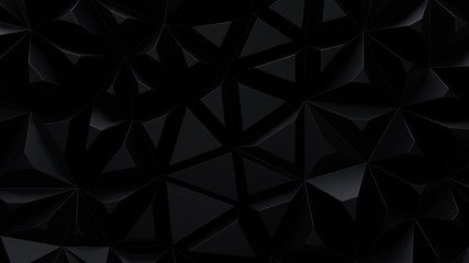 Poster - Black dynamic fragments. Polygonal pattern design. 3d loop animation. Triangular mosaic surface. Morphing cells. Futuristic carbon crystals. 4K seamless architectural composition. Abstract background.