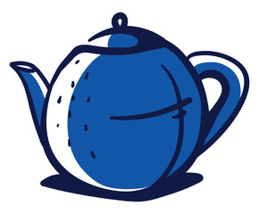 Sticker - Blue teapot, illustration, vector on white background