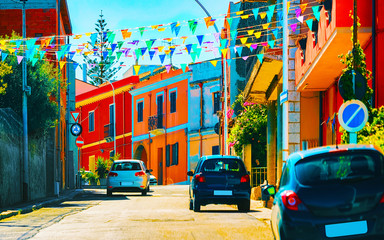 Sticker - Street at road in Santadi town at Carbonia Iglesias Sardinia reflex